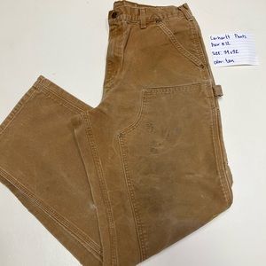 Carhartt Men's Tan Duck Double Front Work Pants - Loose fit Fit - Size 34x32